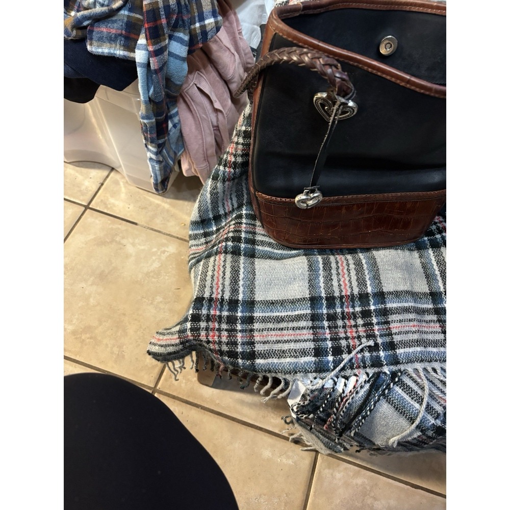 Brighton Women's Leather Bucket‎ Purse Black & Brown Faux Animal Print Pockets - Picture 8 of 10